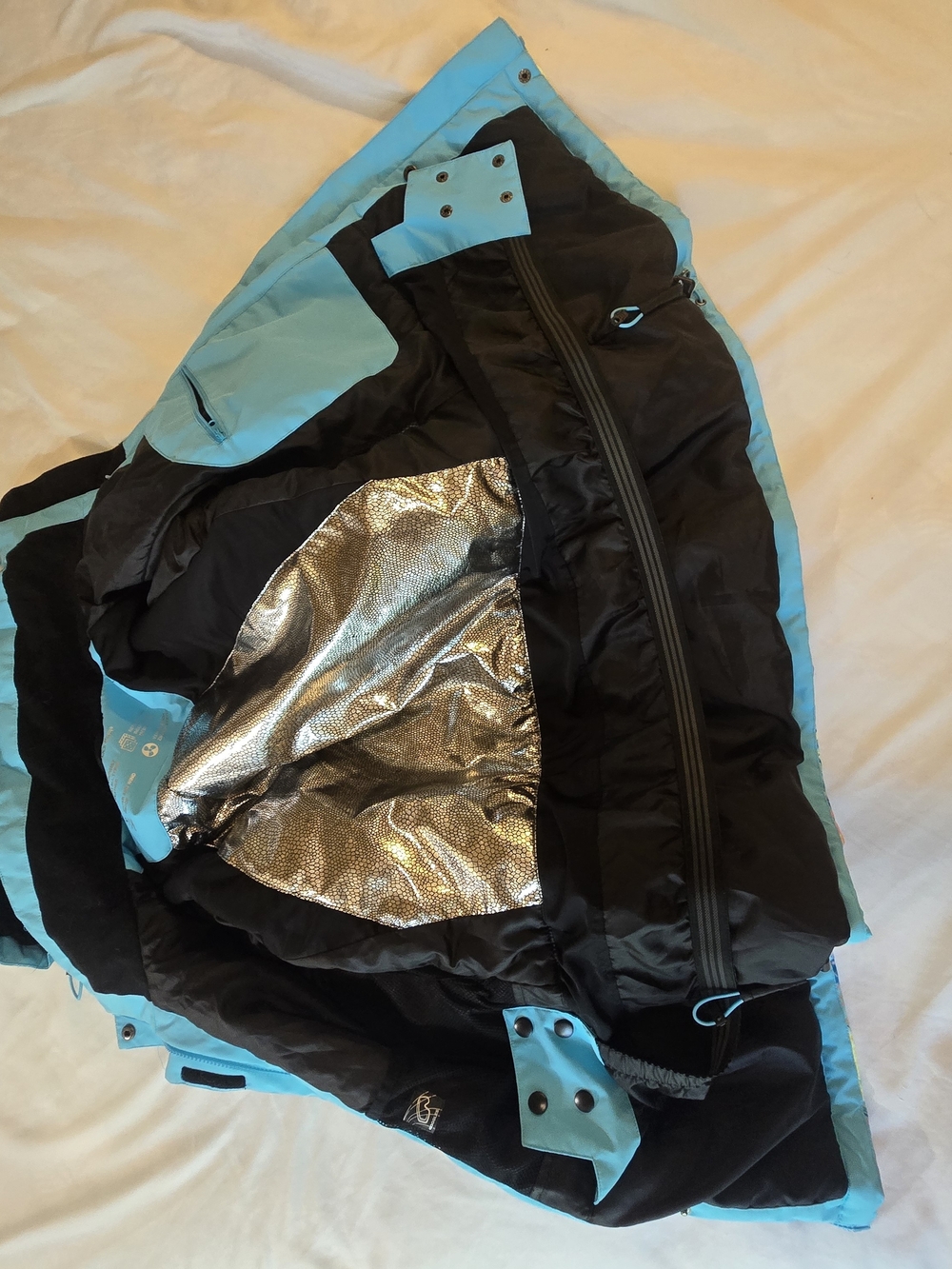 Women's Multicolor Hooded Ski Jacket L Augh So Amazing - Picture 13 of 16